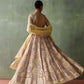 Grey And Yellow Floral Anarkali Set