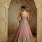PURPLE PATCH TISSUE KURTA LEHENGA SET
