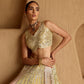 YELLOW, PINK AND GREEN TRICOLOR LEHENGA SET