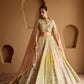 YELLOW, PINK AND GREEN TRICOLOR LEHENGA SET