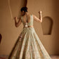 IVORY AND PEACH TISSUE WITH PATCH LEHENGA SET