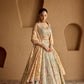 IVORY AND PEACH TISSUE WITH PATCH LEHENGA SET