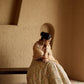 IVORY AND PEACH TISSUE WITH PATCH LEHENGA SET