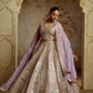 PURPLE TISSUE PATCH LEHENGA SET