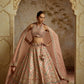 PEACH HALTERNECK TISSUE LEHENGA SET