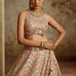 PEACH HALTERNECK TISSUE LEHENGA SET