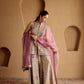 LILAC TISSUE HALTERNECK PATCH KURTA GARARA SET