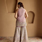 LILAC TISSUE HALTERNECK PATCH KURTA GARARA SET
