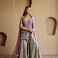 PURPLE TISSUE KURTA GARARA SET