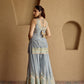 GREY TISSUE PATCH KURTA SHARARA SET