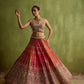 RUST, RANI AND CORAL SILK LEHENGA SET