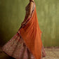 RUST, RANI AND CORAL SILK LEHENGA SET