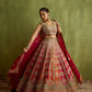 BRONZE WITH RANI AND RUST PATCH SILK LEHENGA SET