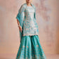 Turquoise Tissue Garara Kurta Set