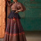 Red Blue Lehenga Set with Threadwork