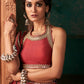 Red Blue Lehenga Set with Applique Mirror work
