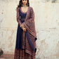 Sheer Anarkali Set in Navy Blue