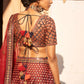 Red Silk Lehenga Set with Threadwork