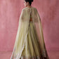 Green Floral Cape Set