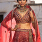 Red Silk Lehenga Set with Threadwork