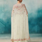 Off White Georgette Cape Set With Pleated Skirt