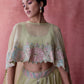 Green Floral Cape Set